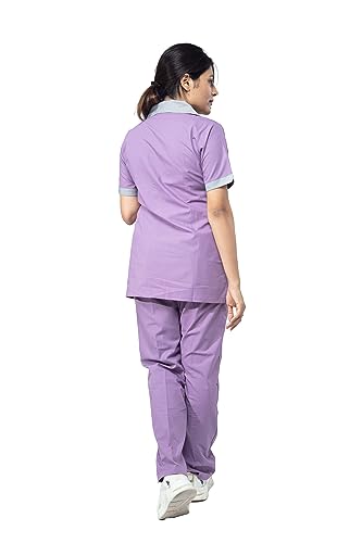 Image of UNIFORM CRAFT Female Nurse Uniform | Hospital Staff, clinics, Home Health, Nurse Uniforms for Women made of Polyester-Cotton (S, Lavender & Grey)