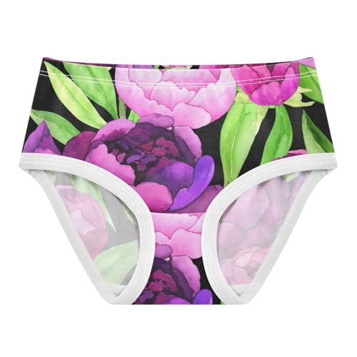 Cotton Toddler Girls Underwear Pink Purple Peonies Green Leaves Black Panties Little Girl Animal Underpants Briefs 2t