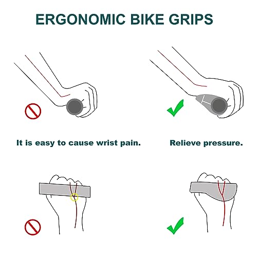 TRELC Bike Handlebar Grips Bicycle Handlebars Shift Grips, Kids Non-Slip Soft Rubber Ergo Bicycle Twist Shifter Grips for MTB, BMX, E-Bikes, Mountain Bikes, Cruiser Bikes, Scooter, Folding Bikes