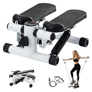 Steppers for Exercise at Home, Mini Stepper with Resistance Bands – Quiet, 360LBS Weight Capacity Portable Stair Stepper for Buttocks Lifting & Body Shaping, Compact Fitness Stepper for Small Spaces