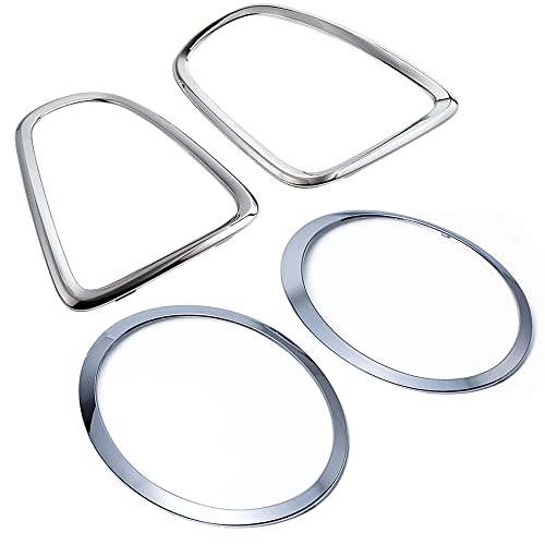 Astra Depot Chrome Front Headlight + Rear Tail Lght Trim Surround Cover Trims Bezel Pack of 4pcs Compatible For Mini R56 R57 R58 R59 Cooper S JCW 2007?2015