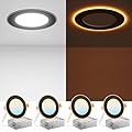 Amico 4 Pack Black 4 Inch 5CCT LED Recessed Ceiling Light with Night Light, 2700K-5000K Selectable Ultra-Thin Recessed Lighting, 10W=90W, 700LM, Dimmable Canless Wafer Downlight ETL&FCC