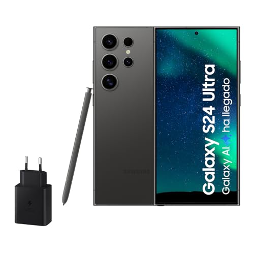Samsung Galaxy S24 Ultra y Cargador 45W, Teléfono Móvil con IA, Smartphone Android, 12 GB RAM, 256