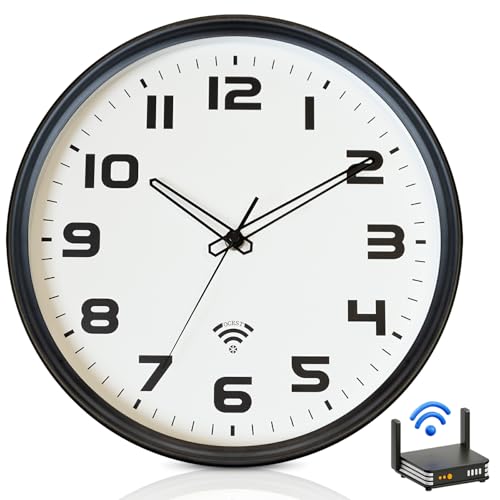 OCEST 12 Inch Analogue Wi-Fi Wall Clock Auto Set Time