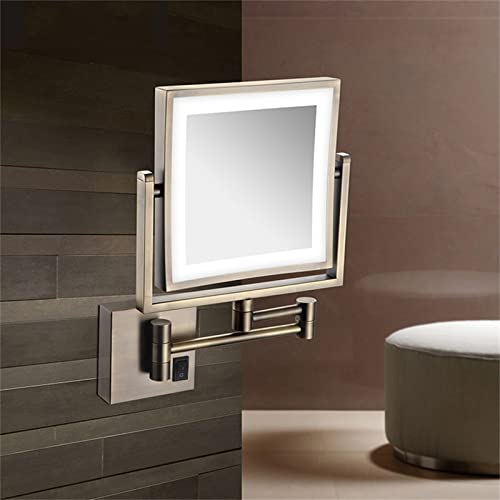 Espejo de Maquillaje LED Cuadrado de Pared, 3X Ampliación miniatura 2