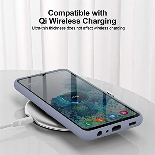 Image of DIZORO Liquid Silicone Case with Microfiber Coushioning Compatible for Samsung Galaxy A12 /M12 /F12 Shockproof Slim Back Cover, Gel Rubber Full Body Protection - Lavender Grey