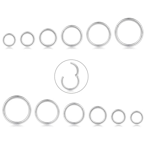 CASSIECA 12 Unids 16G de Acero Inoxidable Nariz Piercing Aro Pendientes para Las Mujeres Niñas Anillo de Piercing de Nariz Pierna del Labio Joyería del Cuerpo 6-16mm