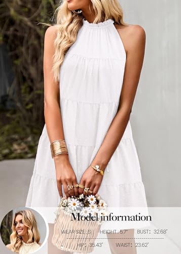 Image of KIRUNDO Summer Sundresses for Women Halter Dress Babydoll