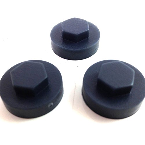 Raven/Slate Blue (Pack of 25 CAPS) - 16mm Hexagonal TEK Screw Cover CAPS to FIT 8mm (5/16") TEK Screws