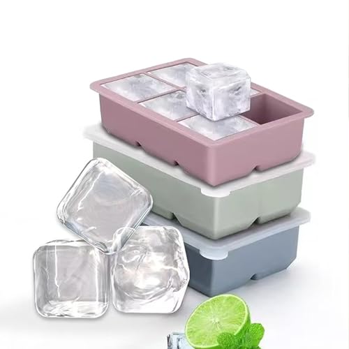 Velvaria Silicone Ice Cube Trays 3 Pack - Flexible Easy Release Ice Cube Molds with Leak Proof Lid for Effortless Ice Making BPA Free Stackable for Cocktail Whiskey & More