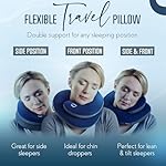 BCOZZY Travel Neck Pillow for Airplane – Patented Double Support for Head, Neck, and Chin. Best for Long Flights, Plane Sleeping, and Car Rides. Adjustable Size. Fully Washable. Carry Bag. Large, Navy - Image 2