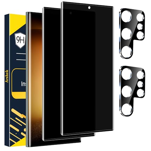 [2+2 Pack] Glass Privacy Screen Protector for Samsung Galaxy S23 Ultra 5G, 9H Tempered Glass, Ultrasonic Fingerprint Compatible,HD Clear Anti-Spy Film for Galaxy S23 Ultra Glass Screen Protector