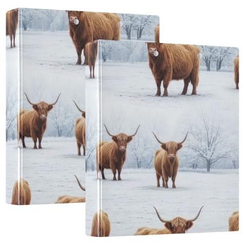 Classeur 3 anneaux vache des Highlands avec porte-bloc intégré taille unique pour bureau