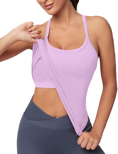 Image of MathCat Workout Tank Tops for Women with Built in Bra, Sleeveless Gym Tops Seamless Racerback Athletic Yoga Shirts