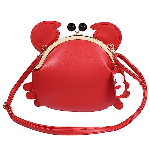 TENDYCOCO Crab Clamp Bag - Red Pu Travel Crossbody Purse for Women with Clasp Closure Small Shoulder Wallet for Daily Use