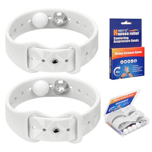 Image of Motion Sickness Bands for Adults and Kids Sea Wristbands for Cruise Travel Wristband, Natural Relief Wristbands，Sea Bands for Pregnancy Women(1 Pair Antique White)