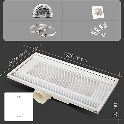 Ventilador de extracción para techo, de baja ruido, para cocina y baño, color blanco, dimensiones 60 x 30 x 9 cm miniatura 2