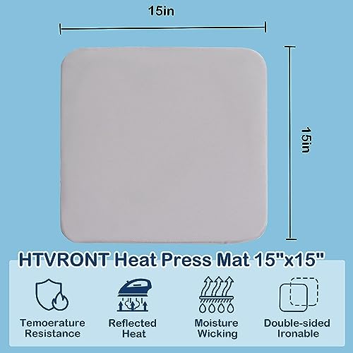Image of HTVRONT Heat Press Mat for Cricut: Heat Press Pad 15 inchx15 inch for Craft Vinyl Ironing Insulation Transfer, Double Sides Applicable Heat Mat for Heat Press Machines