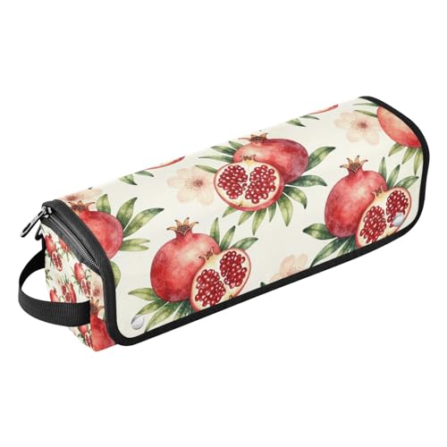 Bolsa de viaje para herramientas de cabello con almohadilla resistente al calor, impermeable, para plancha y accesorios de cuidado capilar con diseño de fruta de granada miniatura 1