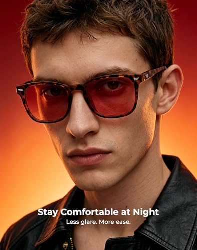 Image of TIJN Premium Blue Light Blocking Glasses for Women Men Computer Gaming Use | Square TR90 Frame Nerd Eyeglasses Anti Blue Ray with Red, Orange, Clear Lens for Computer, Phone, TV and Evening Screen Use