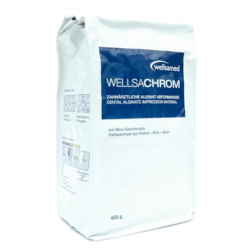 Wellsamed - Wellsamed wellsachrom zahnärztliche Alginat Schnellabformmasse Pulver 2 Minuten Abformmasse Dentalalginat Chromatic mit Farbindikator 450 g Beutel