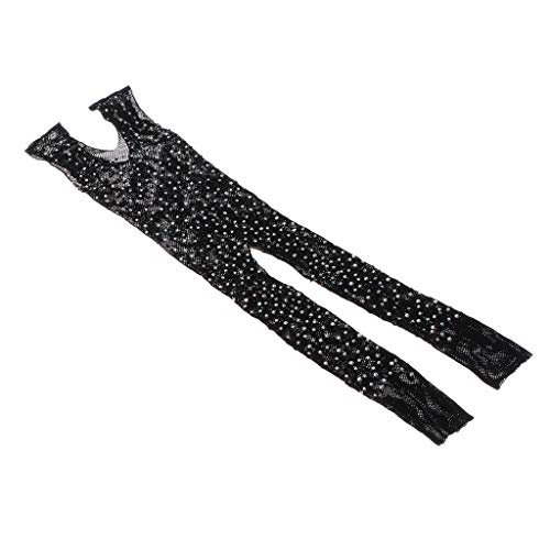 DYNWAVE Meia-calça masculina arrastão cristais, body gay, meia-calça, Preto, Sleeveless