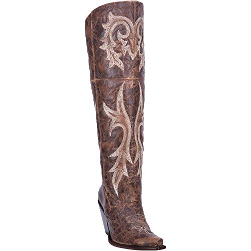 Dan Post Boots Womens Jilted Embroidery Snip Toe Dress Boots Knee High High Heel 3" & Up - Brown