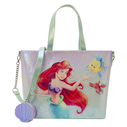 Loungefly The Little Mermaid Ariel Flounder & Sebastian Tote Bag with Coin Bag