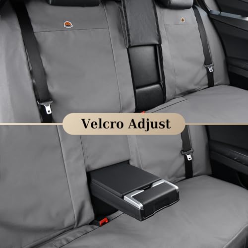 Image of Coverado Universal Car Back Seat Covers - Canvas Rear Seat Cushions for Kids, Dogs & Most Vehicles - Gray