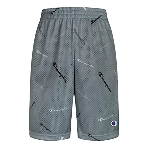 Champion Boys Hertiage Script Mesh Short (Medium, Concrete Tossed Print)