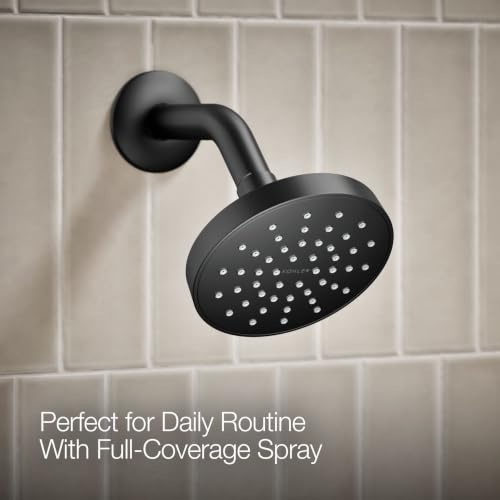 KOHLER T35326-4Y-BL, kit de recorte para ducha Elate Rite-Temp con desviador de botón pulsador, cabezal de ducha de 1.75 GPM, negro mate, diseño moderno y lujoso miniatura 7