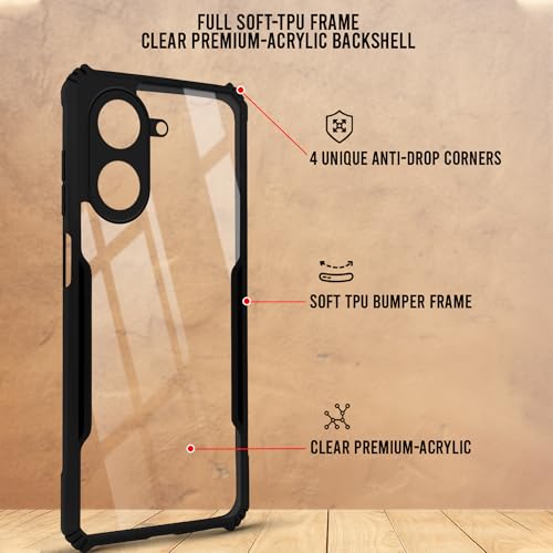 Image of Jkobi Back Cover Case for Poco C71 (Shockproof with Polycarbonate Clear Panel | Professional Black)