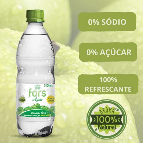 Água com Gás Sabor Maçã Verde 0% Sódio 0% Açúcar Kit Com 12 Garrafinhas 510 ml cada