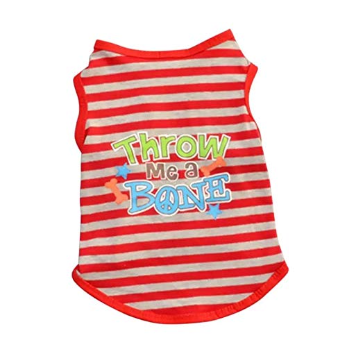 KUTKUT Stripe Print T-Shirt for Small Dogs | Cotton Sleeveless Shirt for ShishTzu, Maltese, Poodle etc (Size: L, Chest Girth 45cm, Back Length 35cm) (B096G5XMLJ) Amazon Price History, Amazon Price Tracker