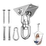 Lunyloer Heavy Duty Swing Hangers 360° Swivel Hooks with Screws, 304 Stainless Steel Swivel Hammock Hooks for Ceiling Wood Porches Hammock Chairs Gyms 400 Kg Capacity