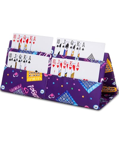 FOKDUVB Playing Card Holder for Bridge Canasta Poker Games Bingo Ticket Holder for Pull Tabs Gambling Tickets Bingo Accessories for Players Card Game Stuff Supplies for Adults (Purple, Bingo Theme)