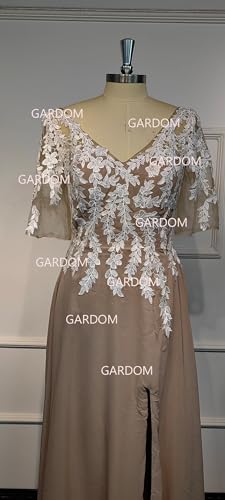 Half Sleeve Lace Chiffon Mother of The Bride Dresses Wedding Long V Neck Slit Formal Gowns Evening Dress for Women 20244