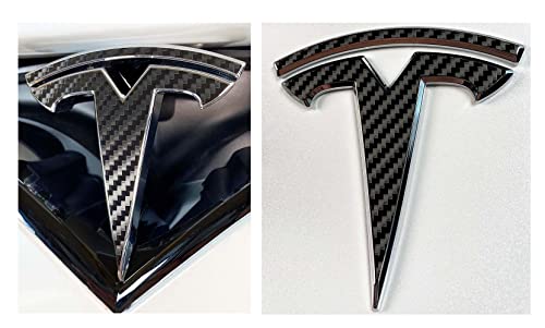 Logo Decal Wrap for Tesla Model S, Refresh, 4-pc Set (Carbon Fiber Black)