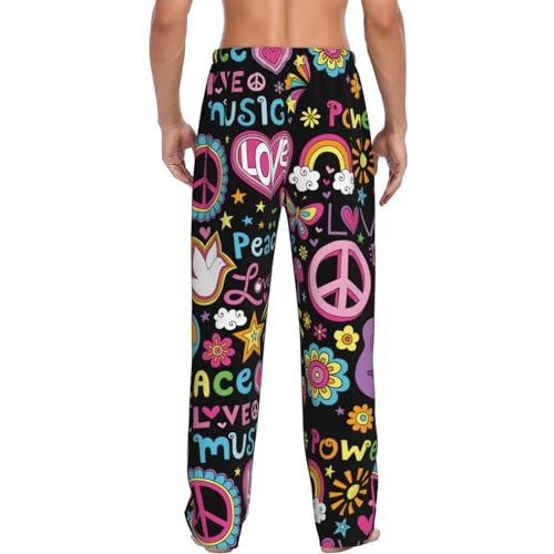 Peace Love and Dove Flower Power Mens Pajama Pants Comfy Lounge Pj Pants Casual Pajama Bottoms3