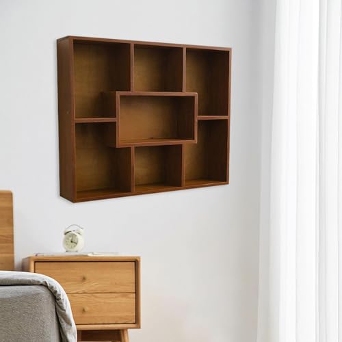 Étagère murale en bois grand format avec 7 compartiments de rangement - 7