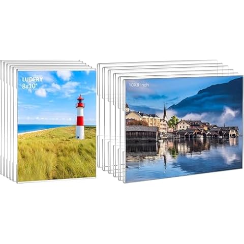 Ludery 8x10 Acrylic Picture Frames Set of 6, Clear Photo Frame for Wall with Tape, Clear Picture Photo Frames 8x10 for Home, School, Office Cover