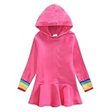 Toddler Girls Back to School Mini Dress Color Block Loose Long Sleeve Kids Ruffle A-Line Sweatshirt Dresses for 1-10 Years