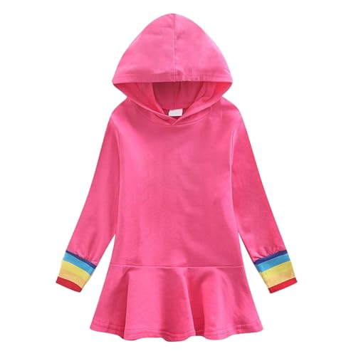 Toddler Girls Back to School Mini Dress Color Block Loose Long Sleeve Kids Ruffle A-Line Sweatshirt Dresses for 1-10 Years