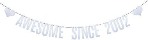 WEIANDBO - Cartel plateado con purpurina para suministros de decoración de fiesta de cumpleaños de 22, pre-encordado, guirnalda de papel dorado con