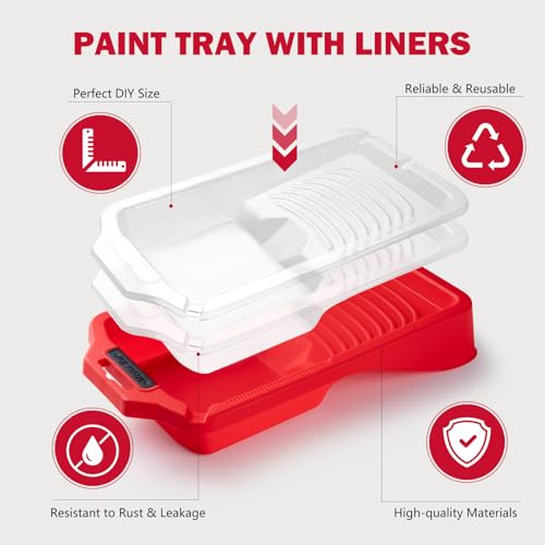 Mister Rui Mini Paint Roller Kit-13 Piece, 4-Inch Microfiber Paint Rollers with Ergonomic Handle, Small Roller Paint Brush, Paint Tray with 3 Liners, Perfect for House Painting, Trim, and Touch-Ups by Mister Rui - Image 5