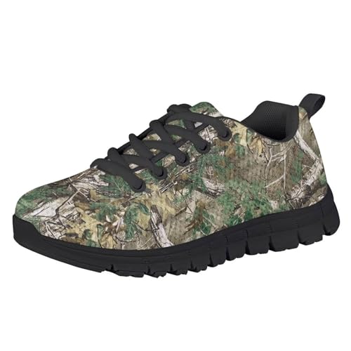 HUIACONG Brown Camouflage Boys Tennis Trainers Forest Camo Kids Lacing Sneaker Size 3 Girls Road Running Shoes for Children Walking Shoes Slip-on Laces Up