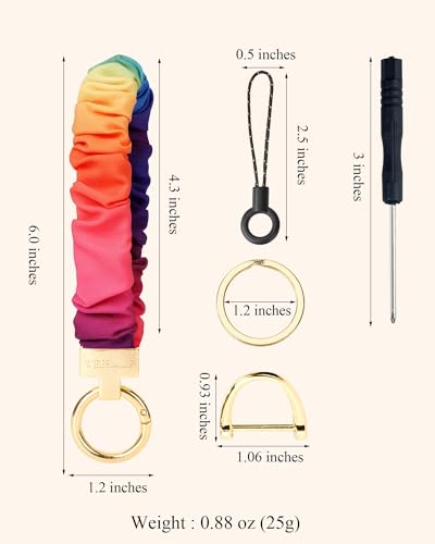 Image of WEESMILE Scrunchie Keychain Wristlet for Car Key Chain with D Key Ring