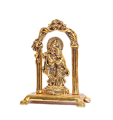 Image of KridayKraft Metal Radha Krishna Statue Gold Plated Decor Your Home,Office & Radha Krishna Murti Idol Showpiece Figurines,Religious Krishna Idol Gift Article...