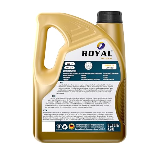 Aceite de motor sintético 0W-20 5 cuartos para vehículos a gasolina miniatura 2