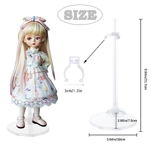 Image of 10 PCS Doll Stands, Transparent Support Stands for Dolls, Action Figure Stand with Adjustable Waist Clip, Mini Display Holder Base for 11 to 13 Inch Tall Action Figure Dolls Accessories (Clear)
